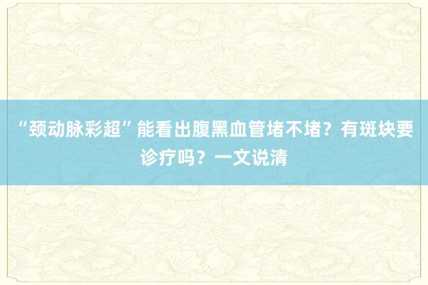 “颈动脉彩超”能看出腹黑血管堵不堵？有斑块要诊疗吗？一文说清