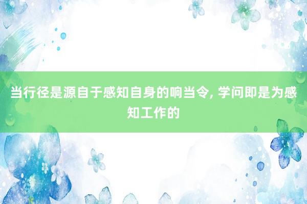 当行径是源自于感知自身的响当令, 学问即是为感知工作的