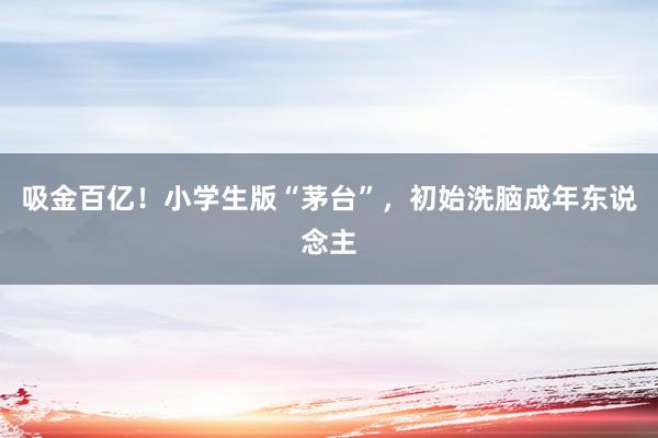 吸金百亿！小学生版“茅台”，初始洗脑成年东说念主