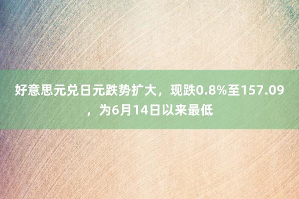 好意思元兑日元跌势扩大，现跌0.8%至157.09，为6月14日以来最低