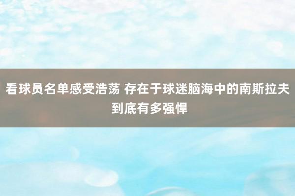 看球员名单感受浩荡 存在于球迷脑海中的南斯拉夫 到底有多强悍