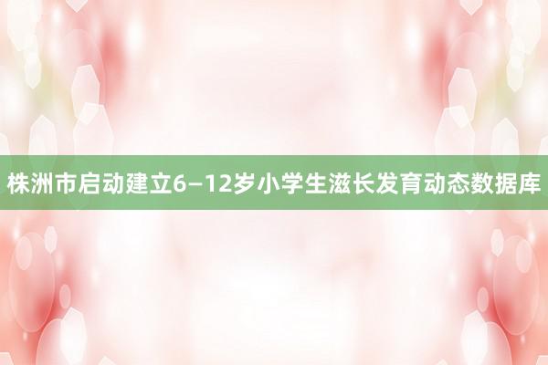 株洲市启动建立6—12岁小学生滋长发育动态数据库